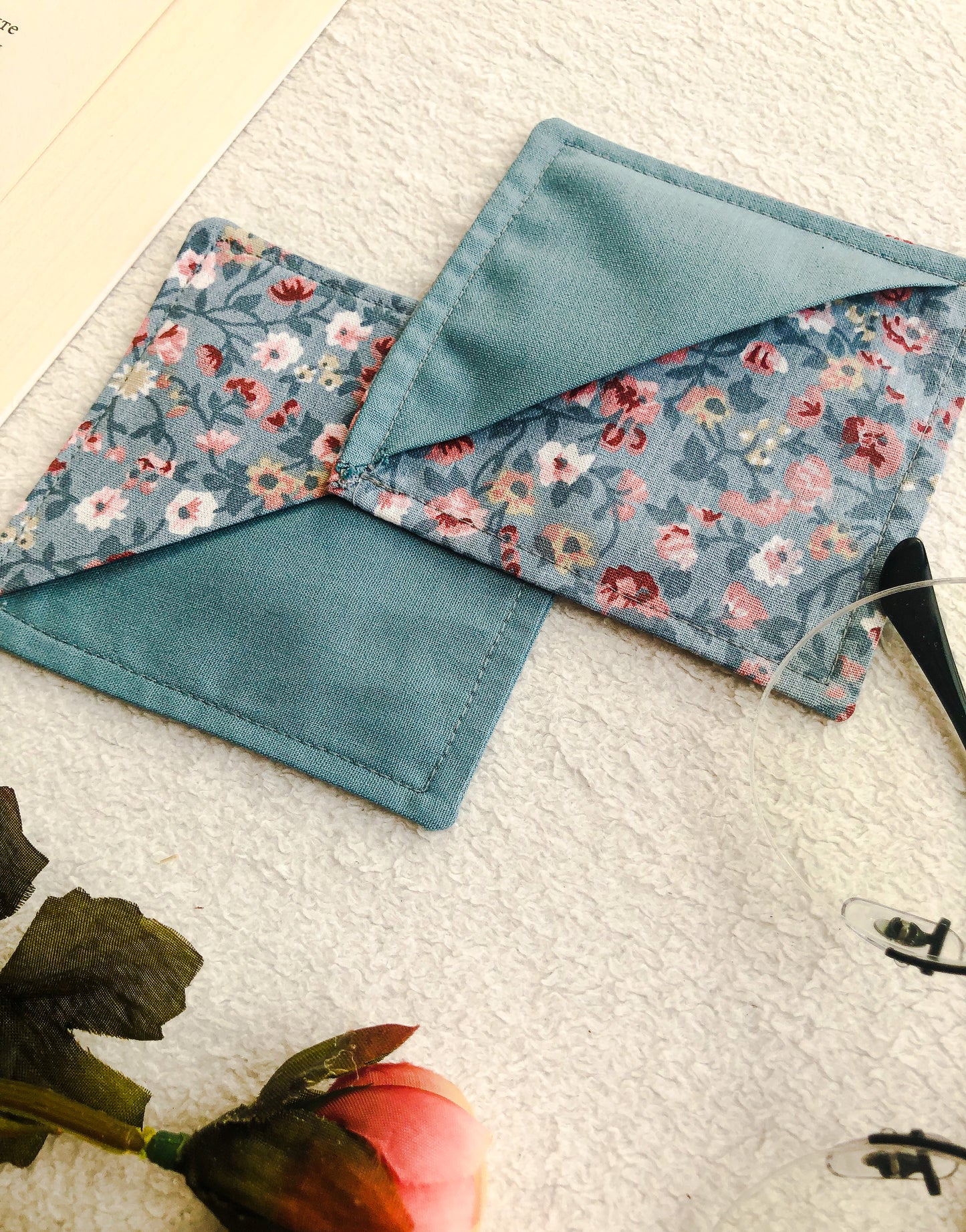 Fabric Floral Corner Bookmark, Close Up