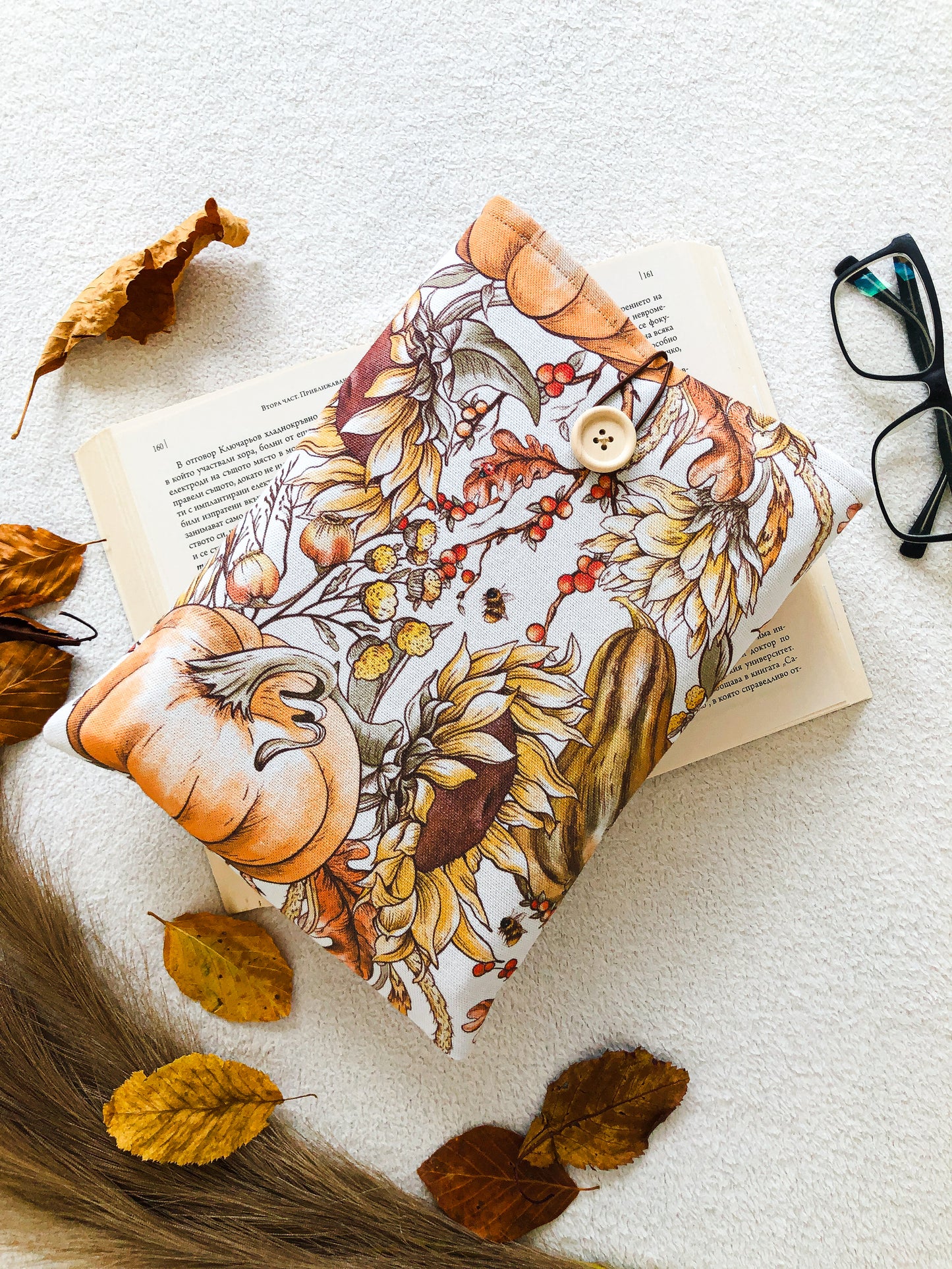 Fall Pumpkin Book Pouch, Front Side