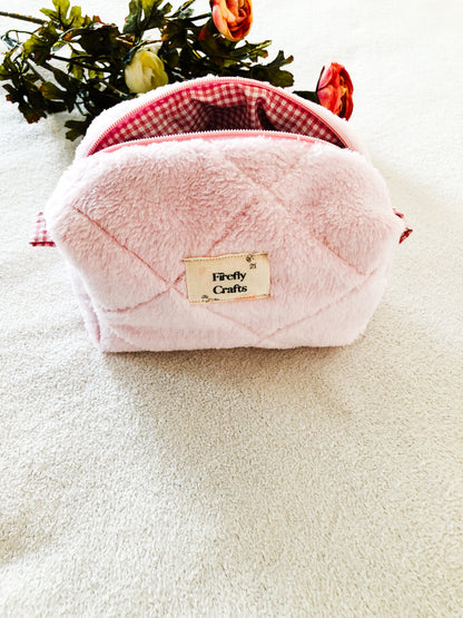 Pink Quilted Makeup Bag