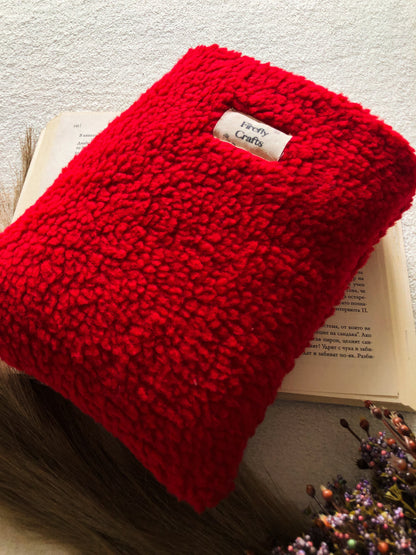 Red Plush Book Pouch, Side View 