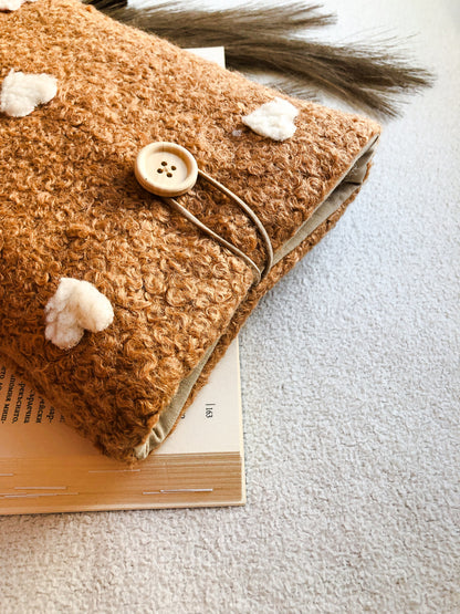 Brown Boucle Book Pouch, Upside Down View