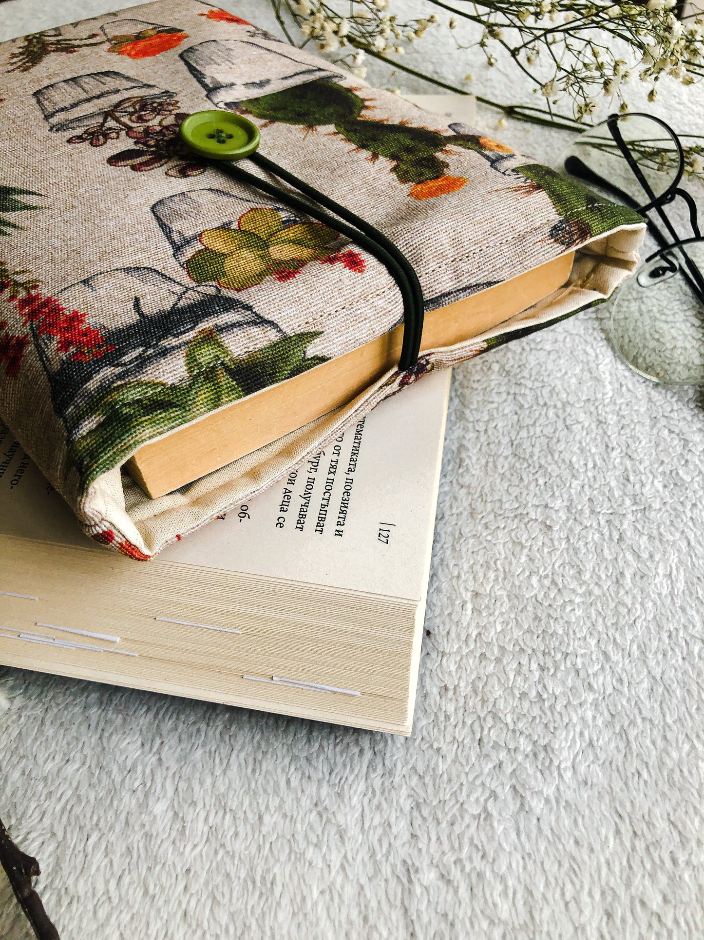 Boho Cactus Book Pouch, Upside Down View