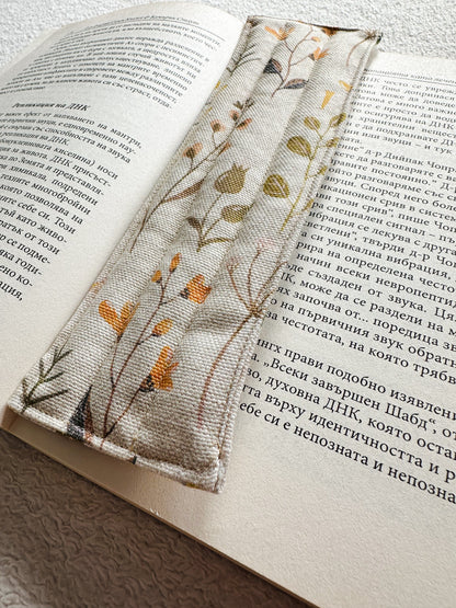 Fabric Autumn Herbs Bookmark with Tassel, Closer View