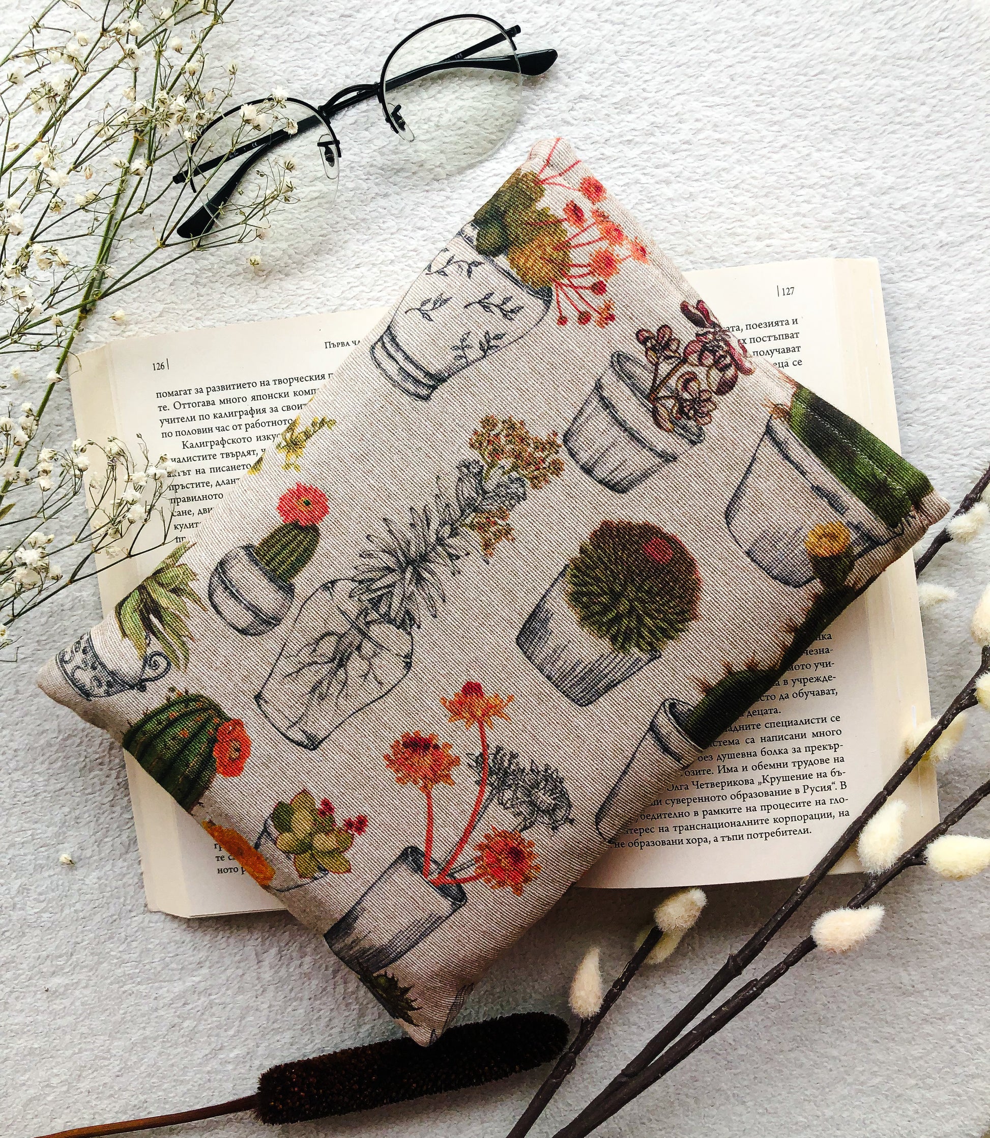 Boho Cactus Book Pouch, Back Side