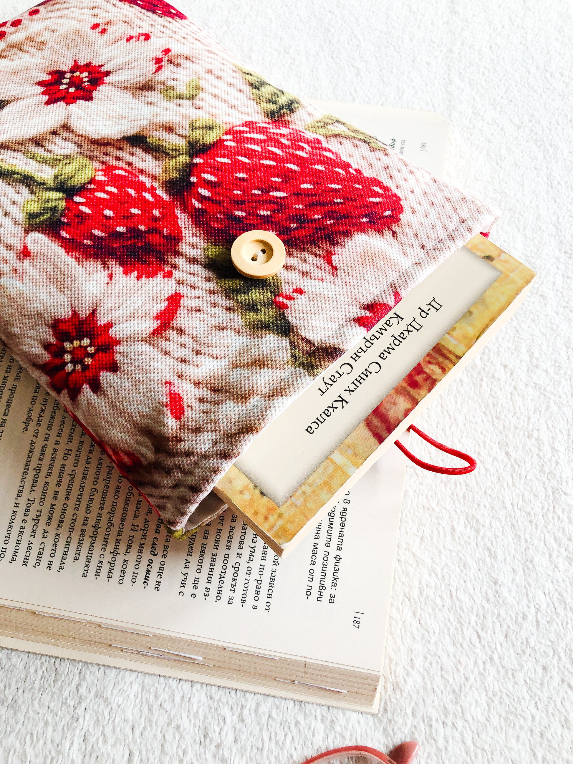 Strawberries Book Pouch, From Above