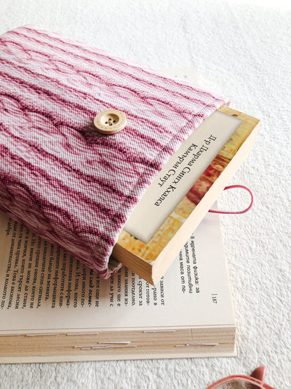 Pink Stripes Book Pouch, From Above 