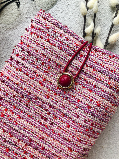 Pink Boucle Book Pouch, Close Up