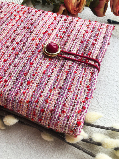 Pink Boucle Book Pouch, Side View