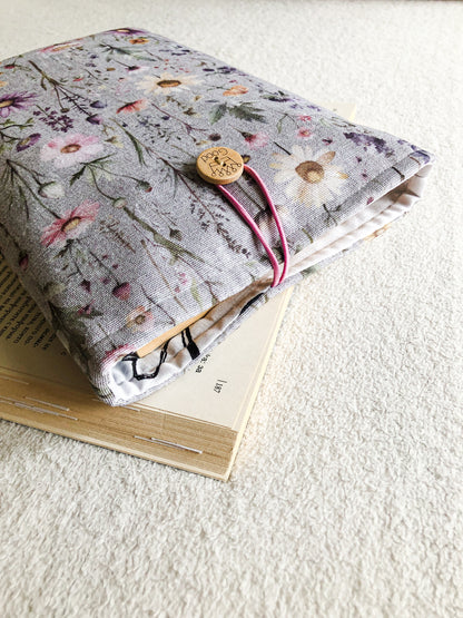 Grey Floral Book Pouch, From Above 