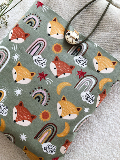 Boho Fox Book Pouch, Close Up