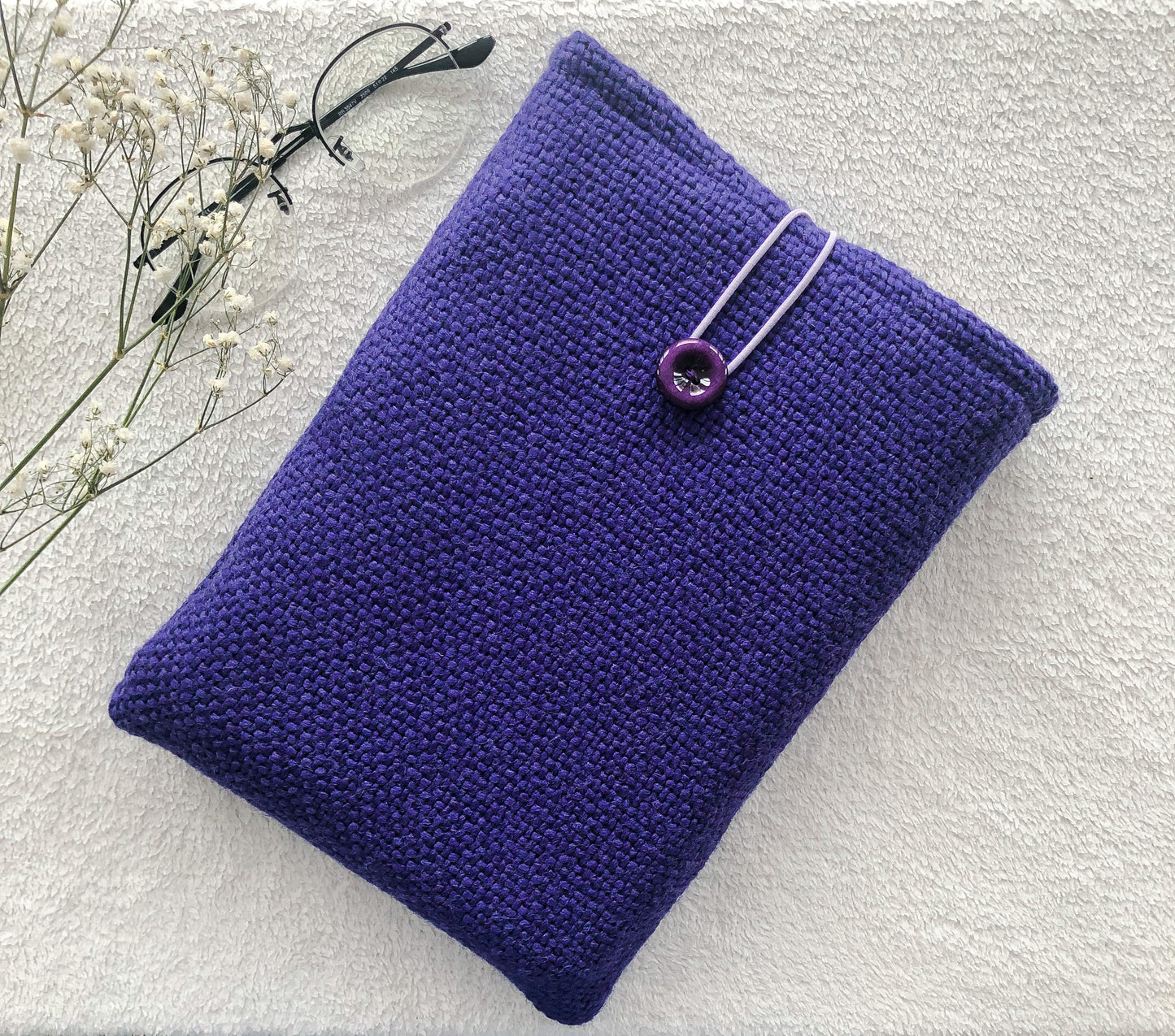 Purple Boucle Book Pouch, Front Side