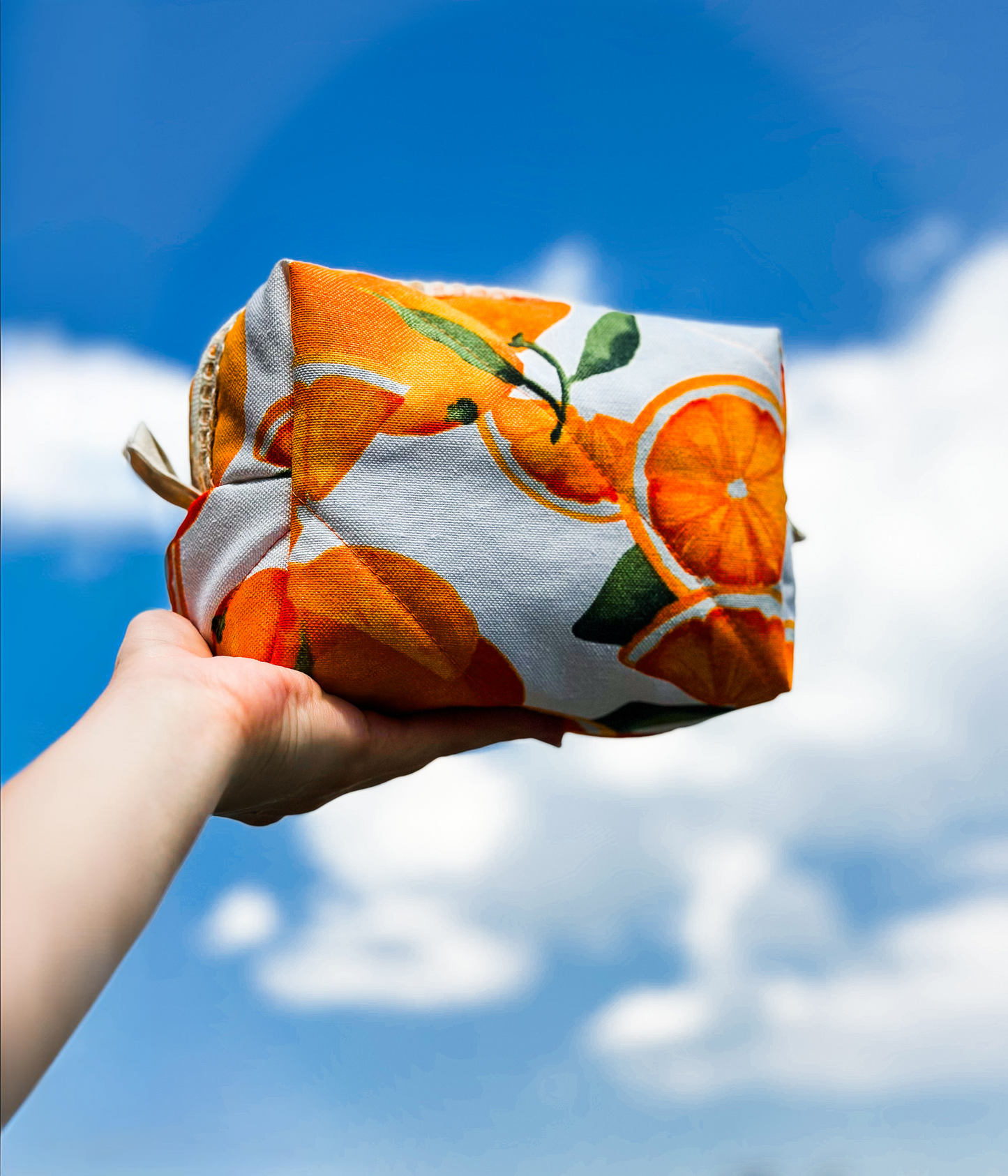 Orange Quilted Makeup Bag, Back Side