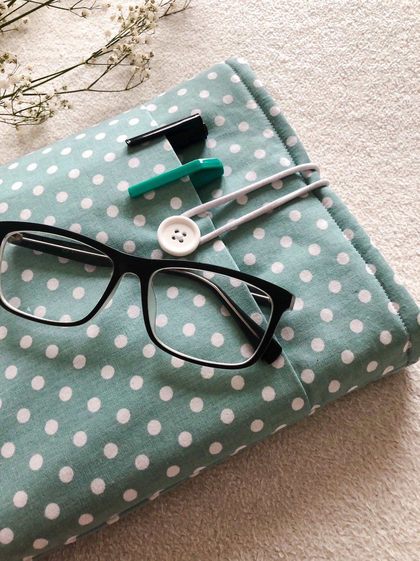 Polka Dots Book Pouch for Book Protection, Closer Side View