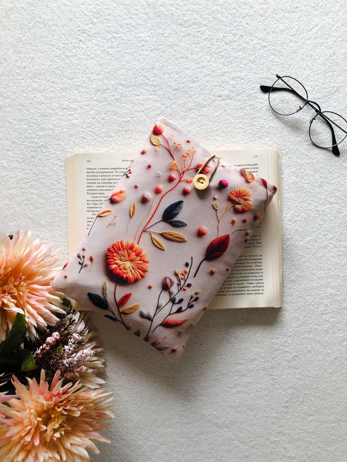 Fall Florals Book Pouch, Front  Side