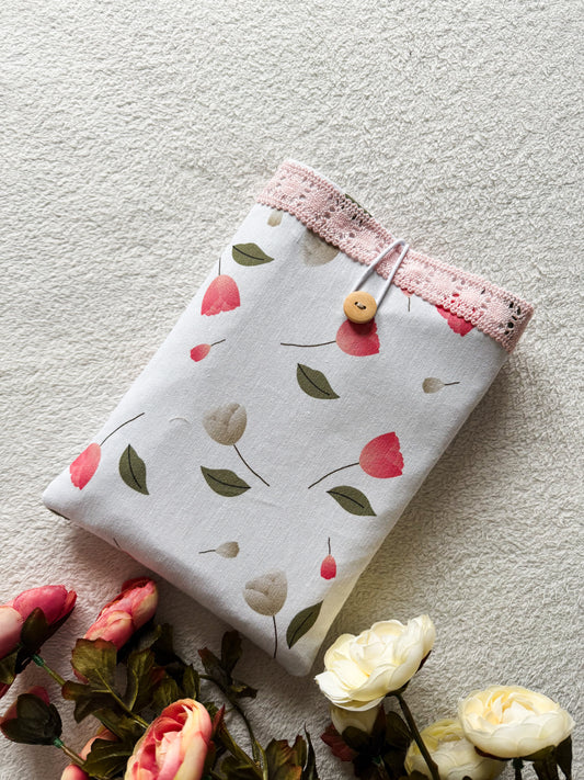 Pink Lace Floral Book Sleeve, Front side