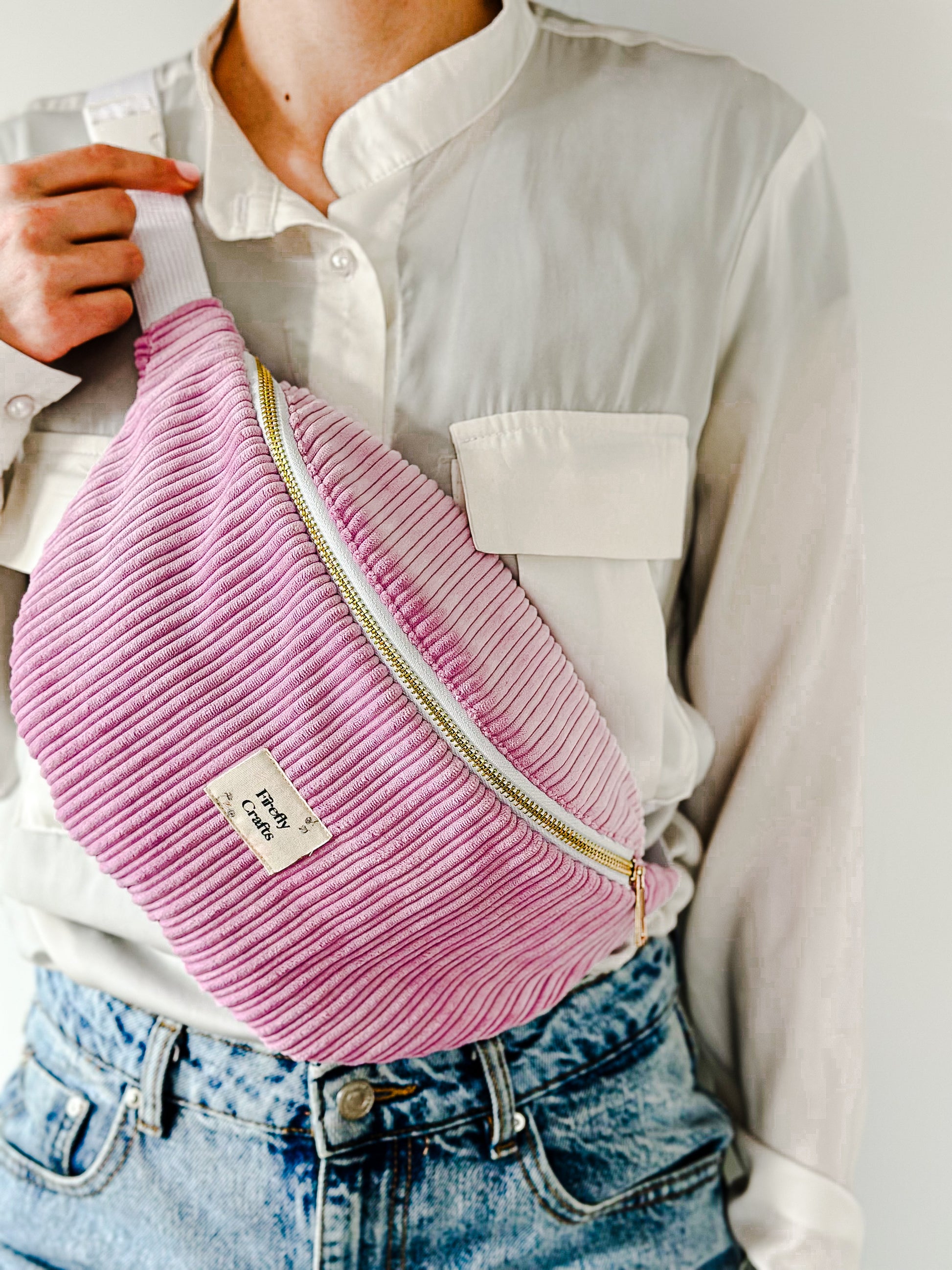 Corduroy Violet Fanny Pack, Front Side