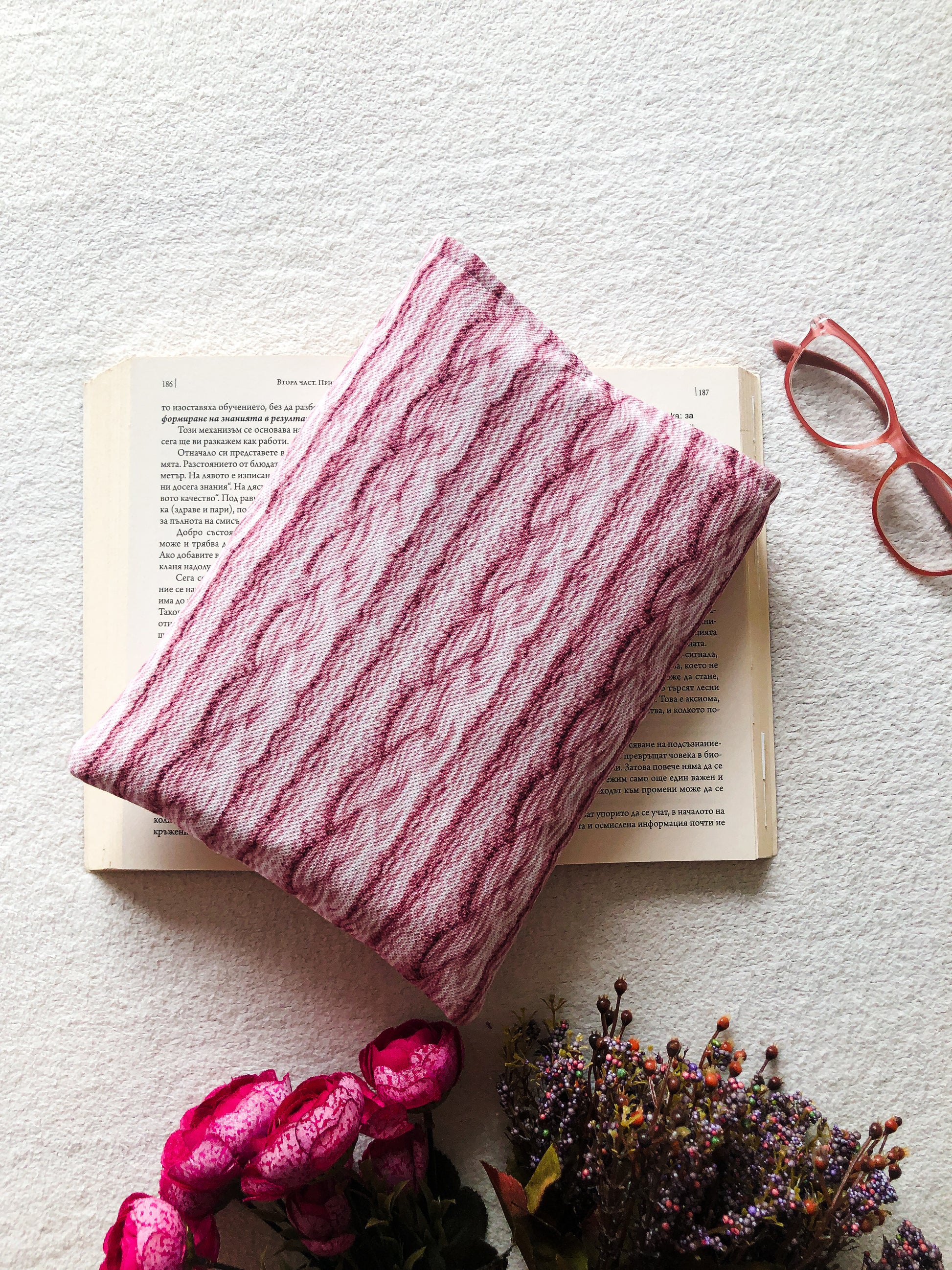 Pink Stripes Book Pouch, Back Side