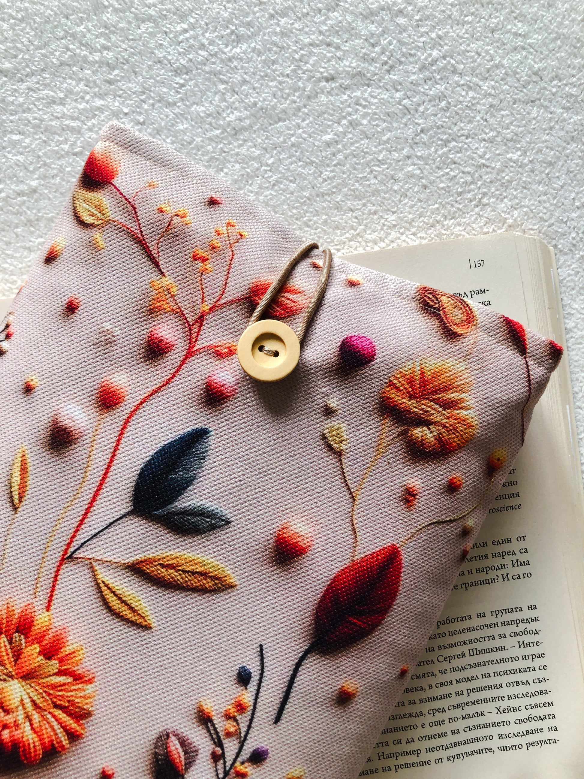 Fall Florals Book Pouch,  Close Up 