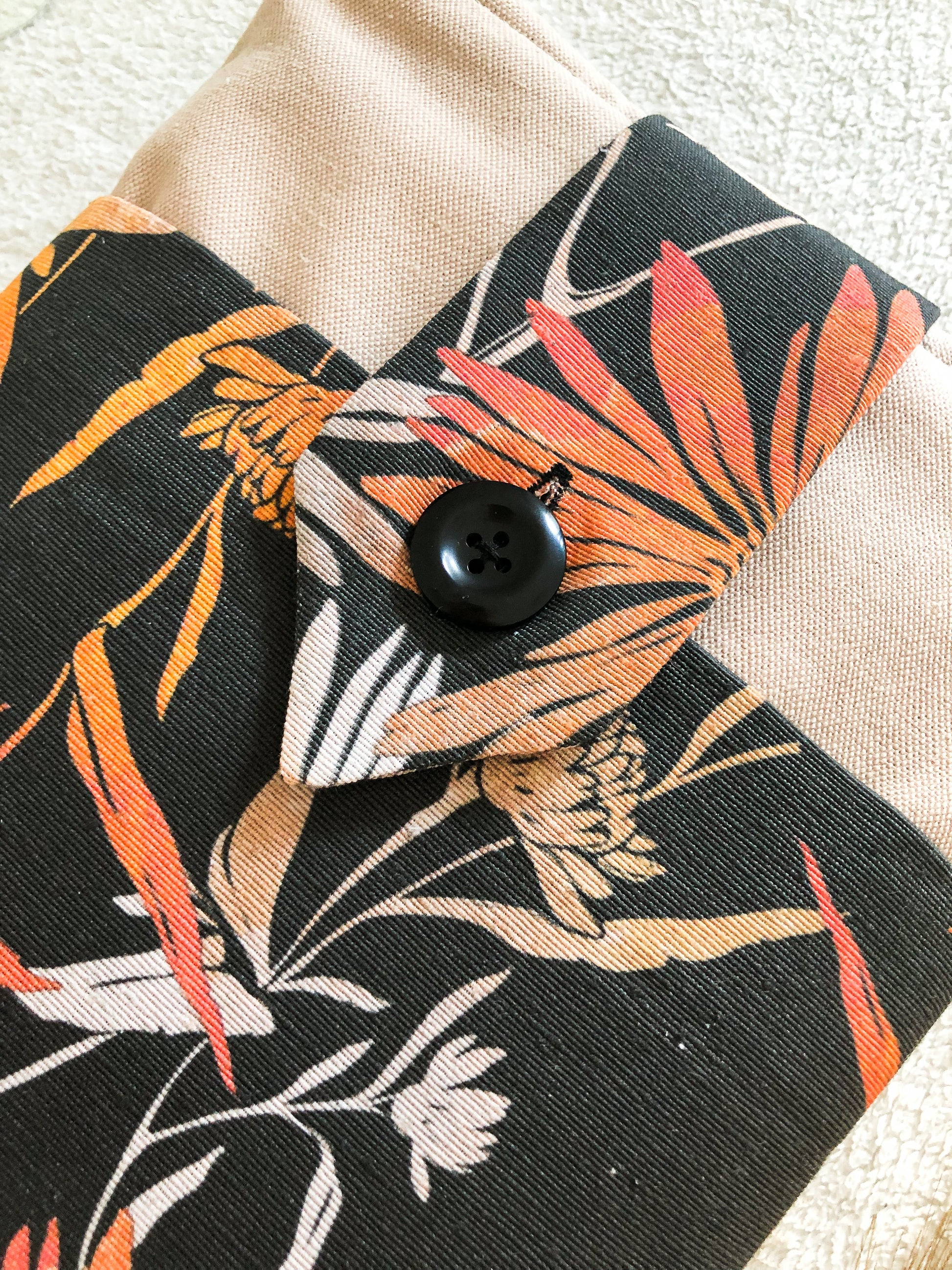 Orange-Black Book Pouch, Front Side Detail