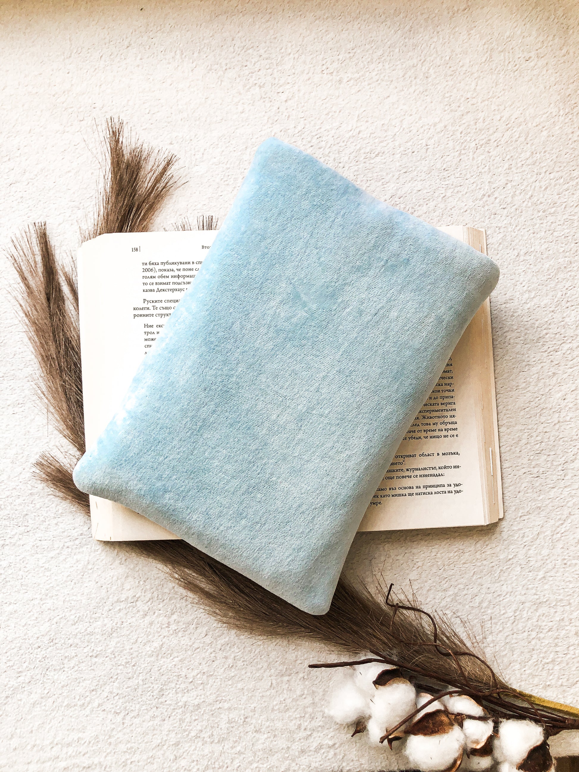 Blue Pom-Pom Book Pouch, Back Side 