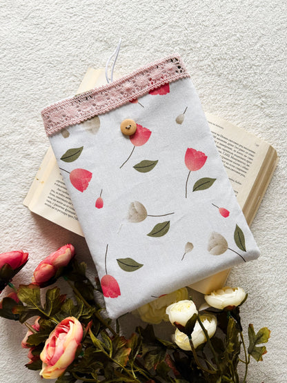 Pink Lace Floral Book Sleeve, Front side