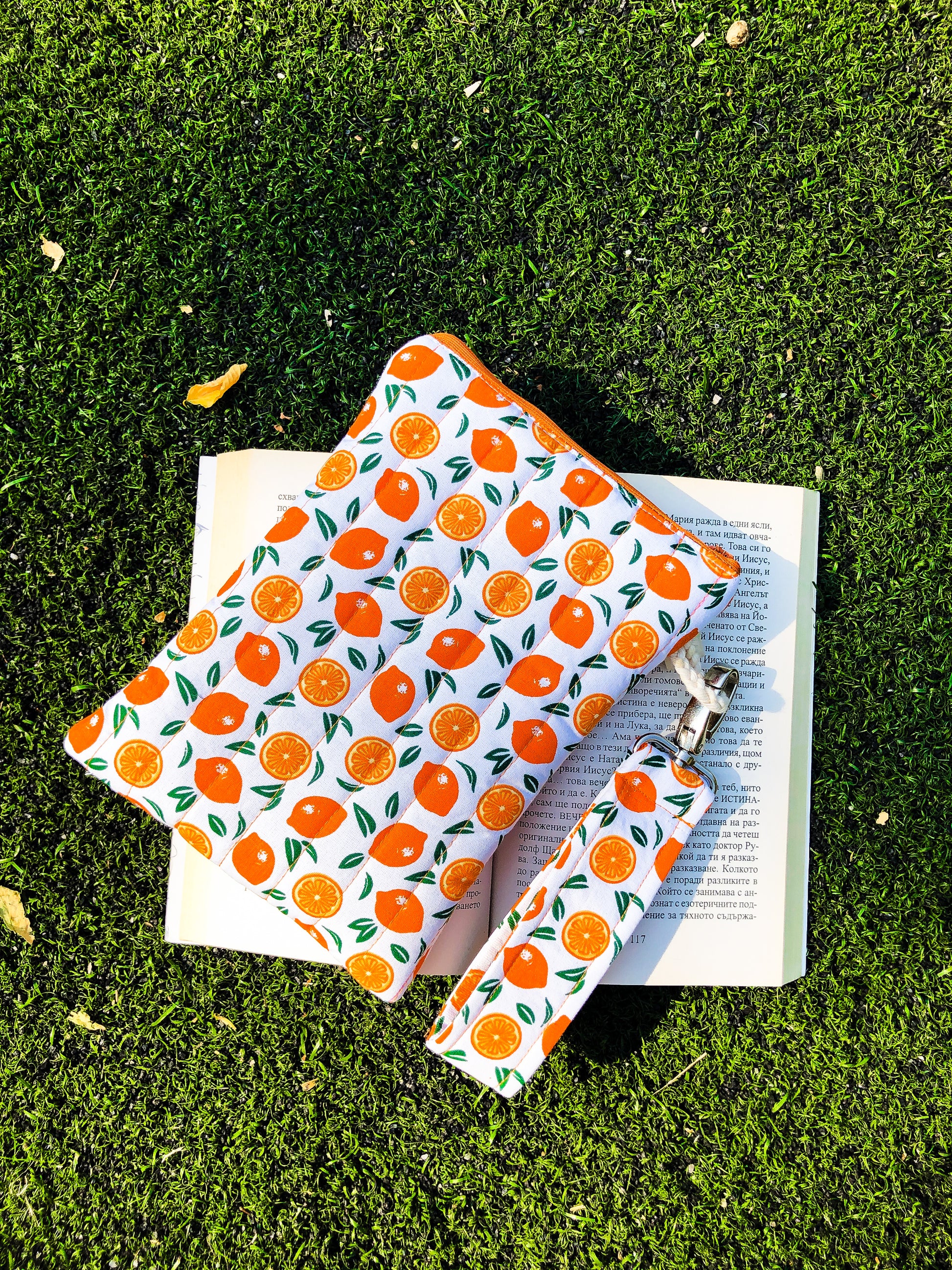 Oranges Book Pouch with Wristlet, Back Side