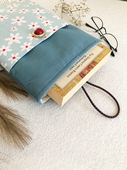 Blue Floral Book Pouch, Upside Down