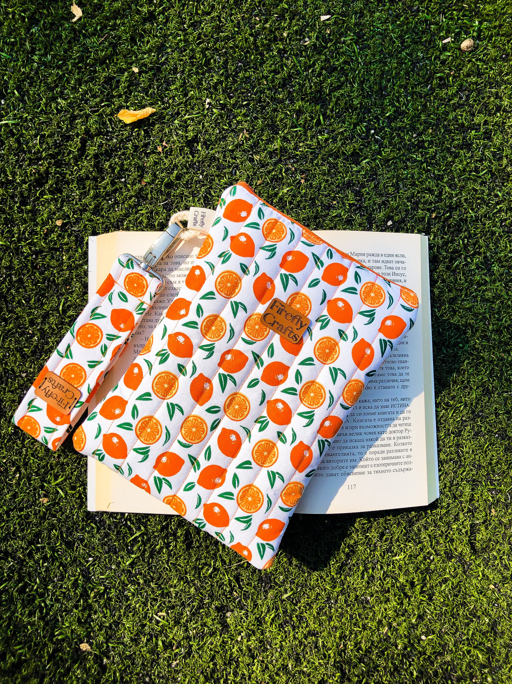 Oranges Book Pouch with Wristlet, Front Side