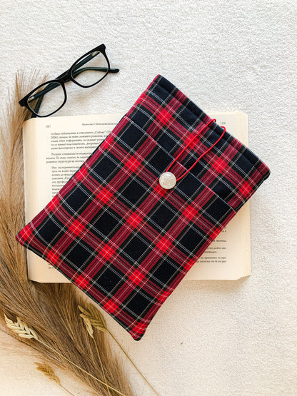 Red Plaid Book Pouch, Front Side 