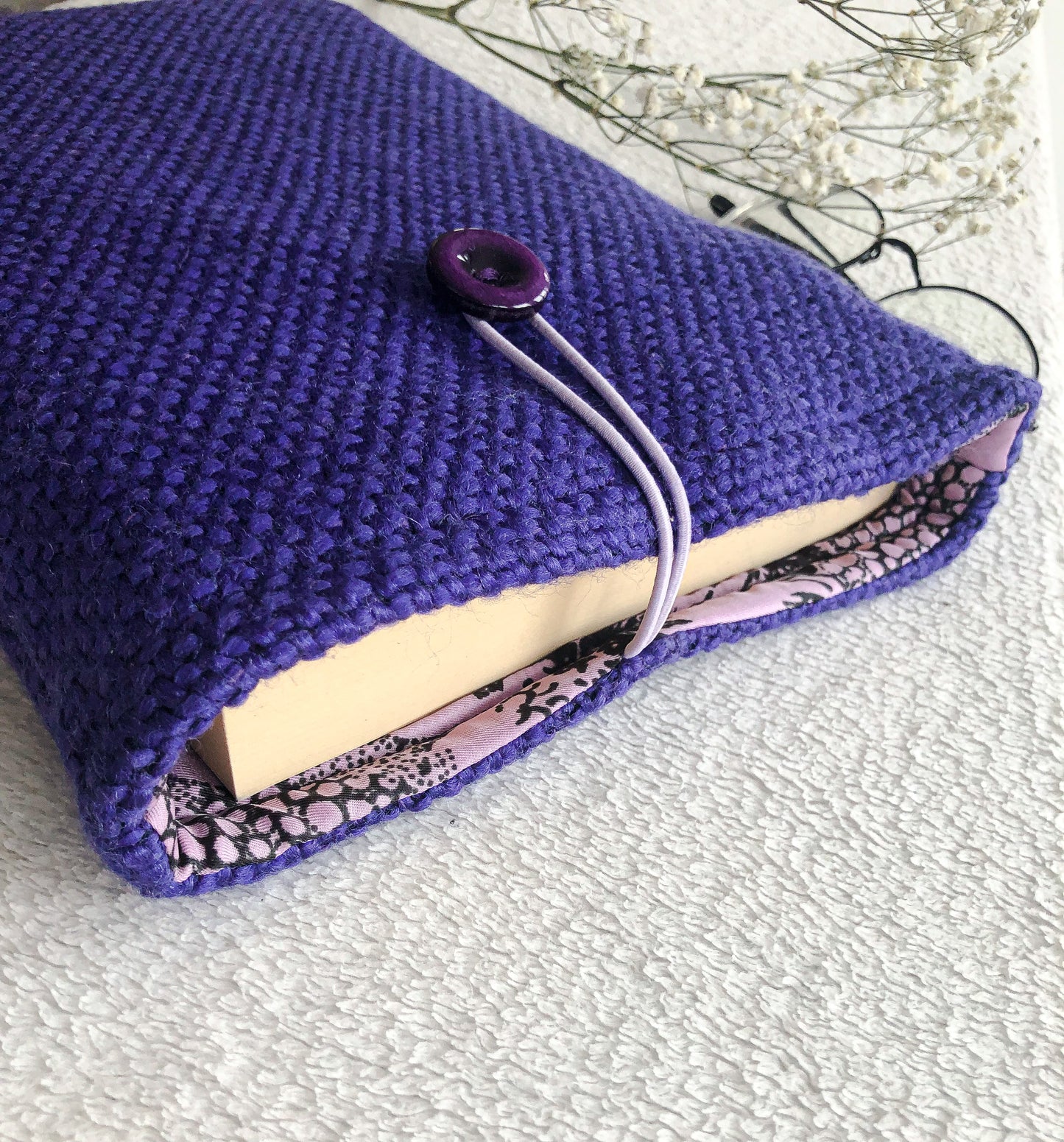 Purple Boucle Book Pouch, Upside View