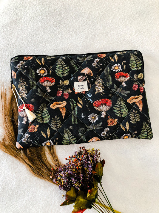 Quilted Dark Forest Laptop Case, Front Side