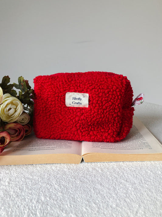 Red Plush Make Up Bag