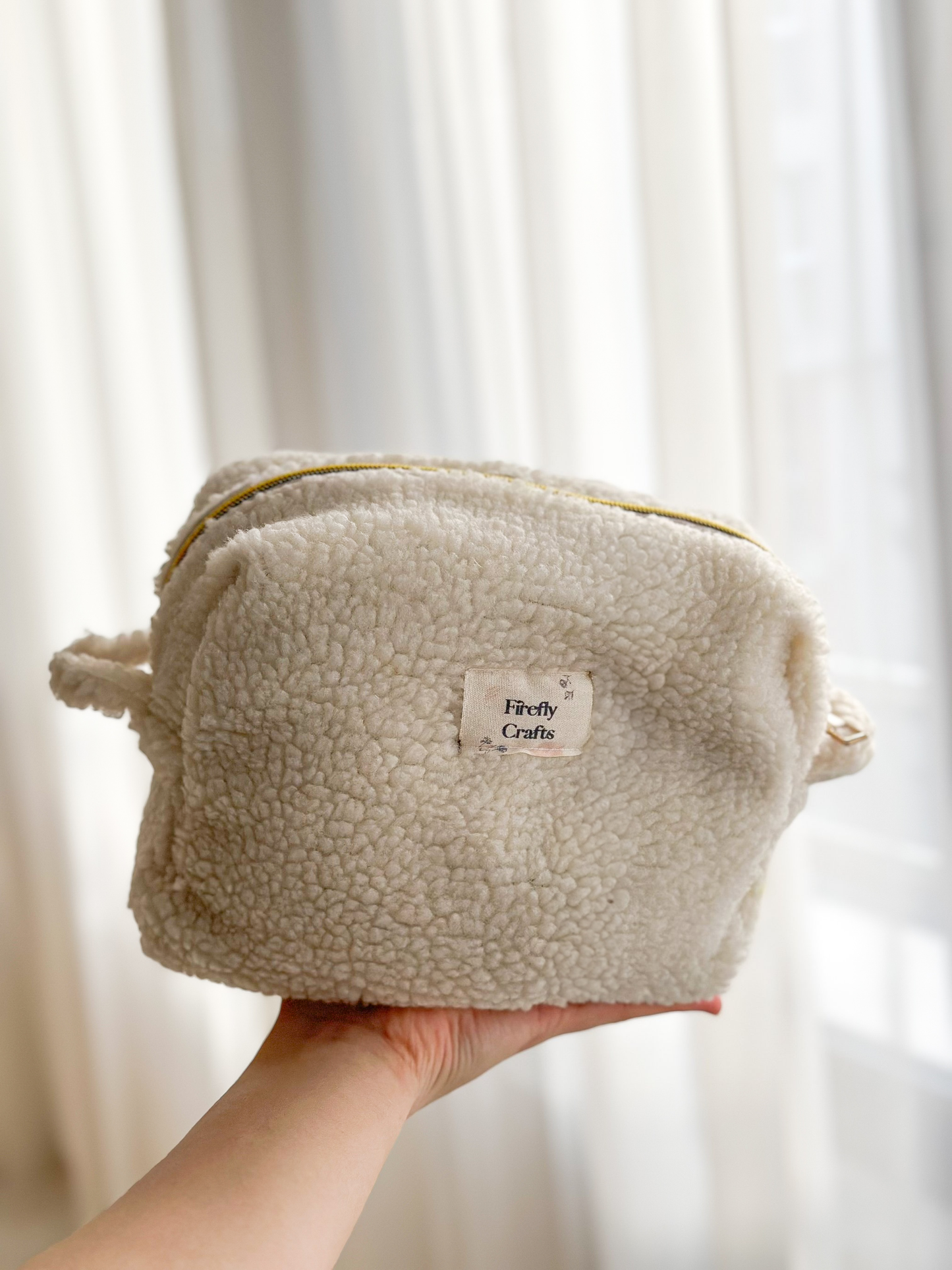 Quilted Creamy Make Up Bag, Front Side 