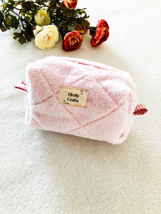 Pink Quilted Makeup Bag