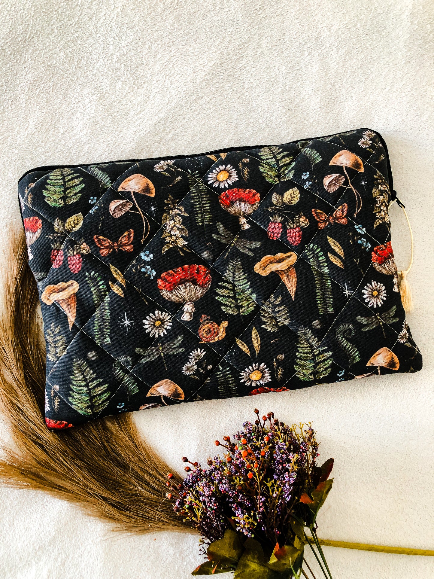 Quilted Dark Forest Laptop Case, Back Side