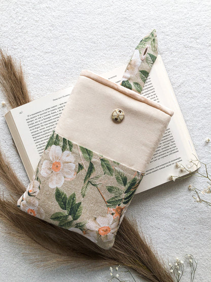 Spring Flowers Book Pouch with pocket, Front side