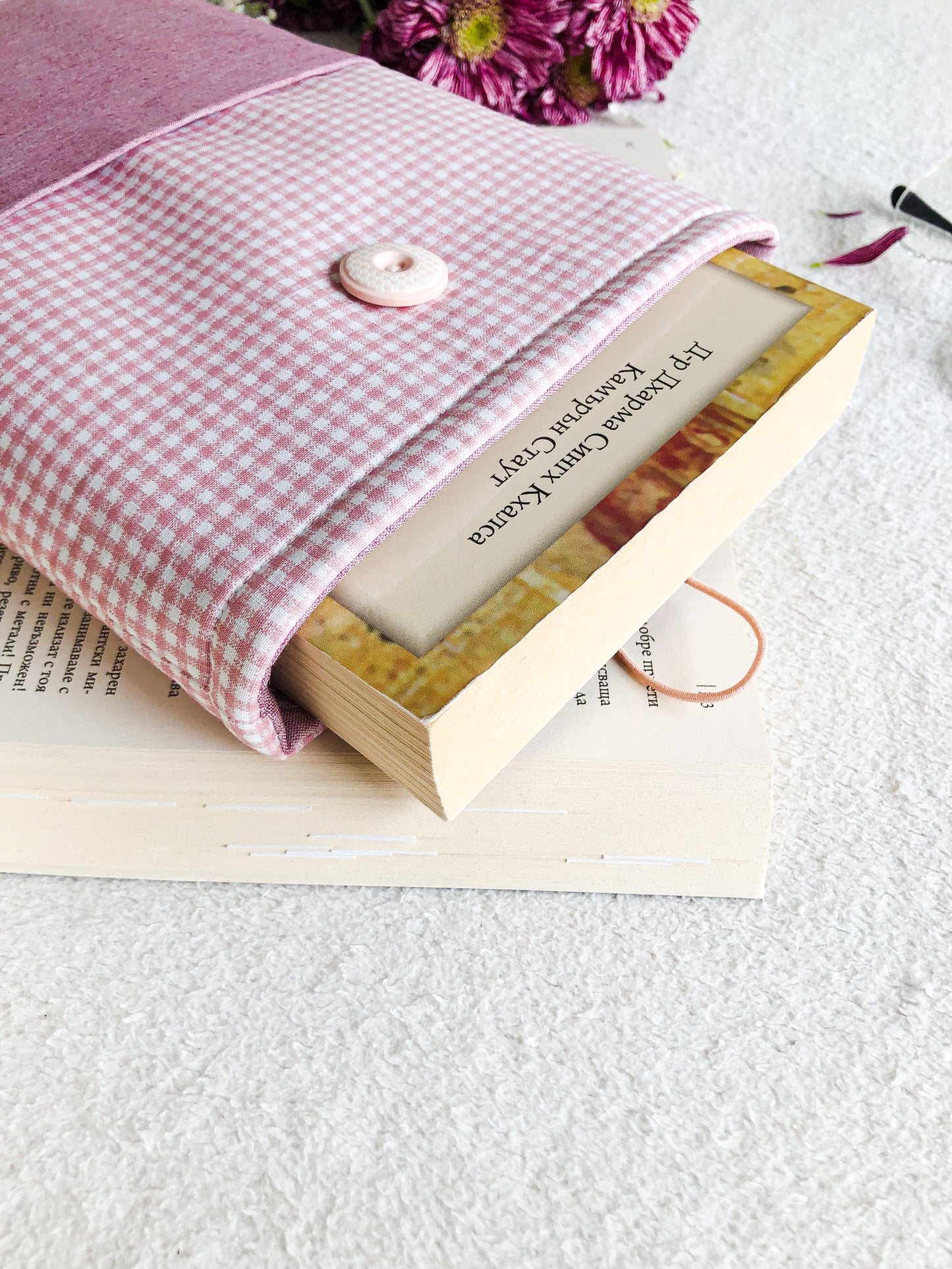 Pink Book Pouch for Book Protection, Upside View