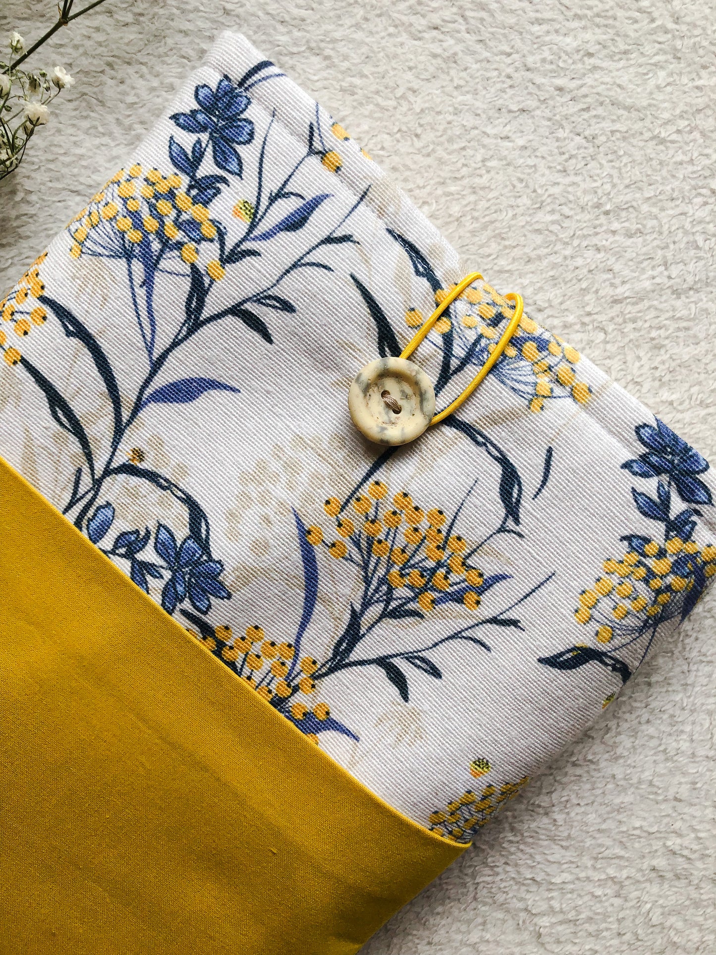 Yellow Floral Book Pouch, Closer Front Side