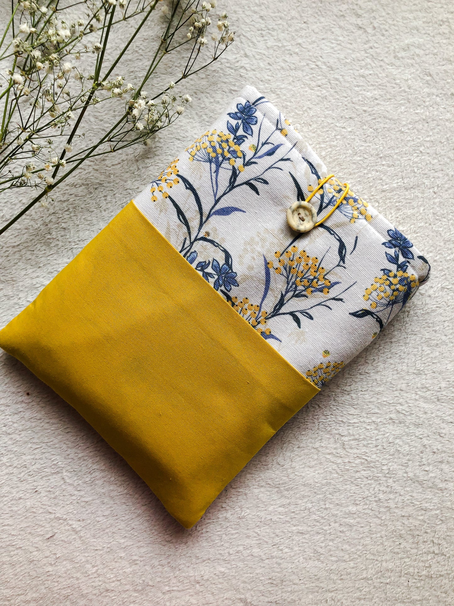 Yellow Floral Book Pouch, Front Side