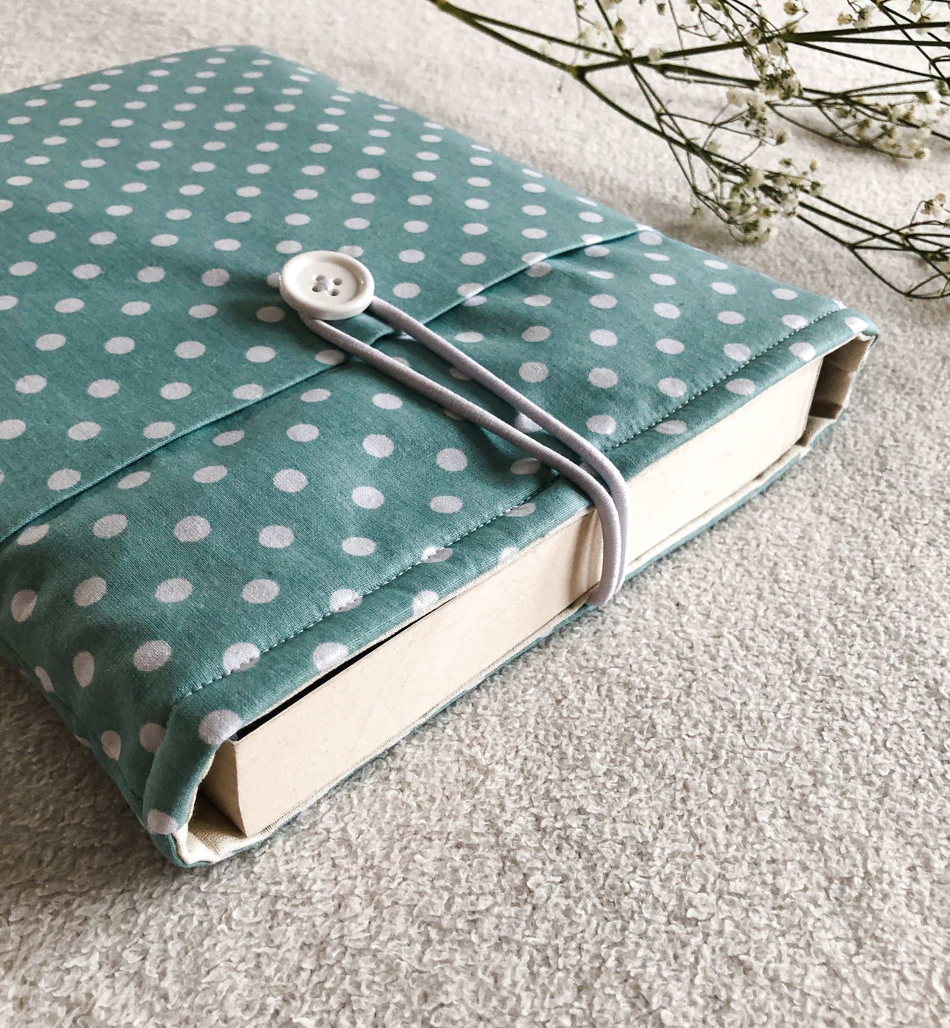 Polka Dots Book Pouch for Book Protection, Closer Upside View