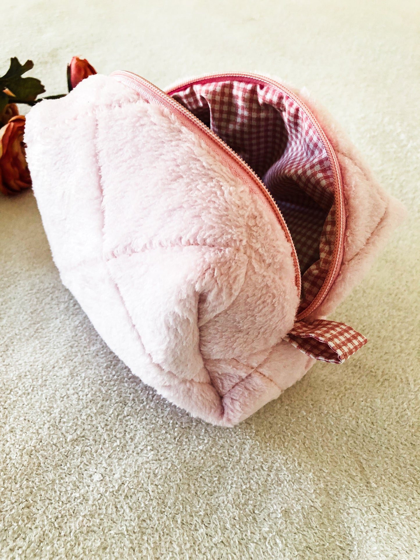 Pink Quilted Makeup Bag